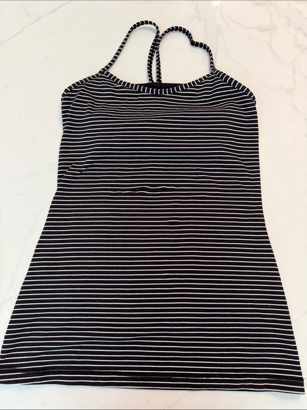 lululemon athletica Black and White Striped Power-Y tank top